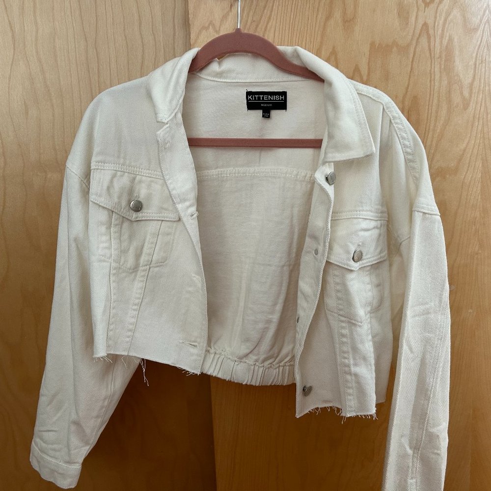 Kittenish White Cropped Jacket